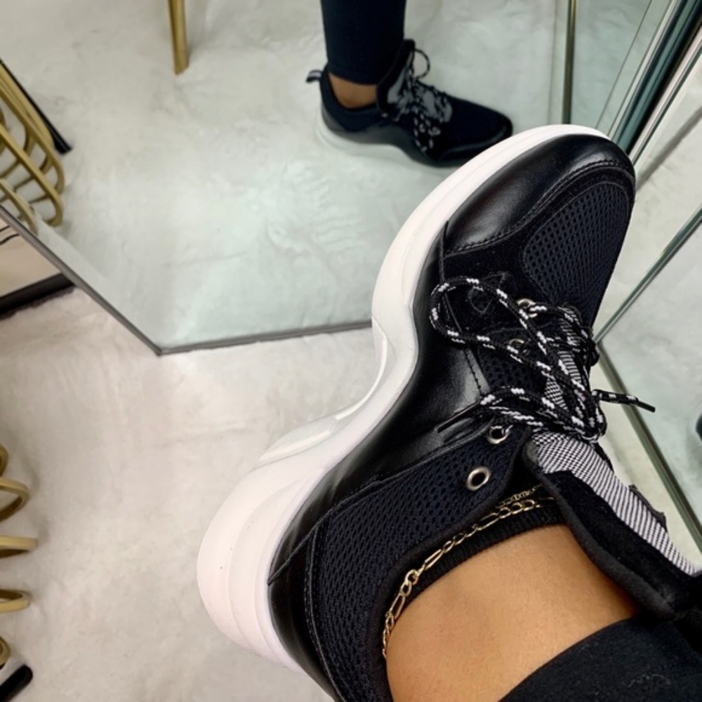 Chunky Sole Dad Sneakers in Black - Picture 2 of 8